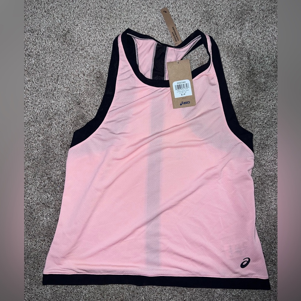 ASICS Pink and Black Mesh Racerback Tank